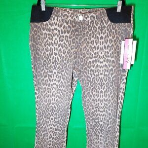 Haute Mama Women’s Maternity Jeans Cheetah Straight Leg Size XL Stretch Pull On
